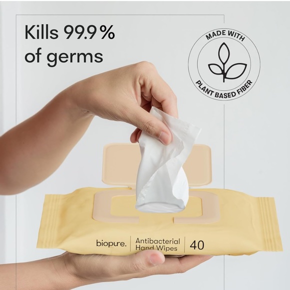 Biopure Antibacterial 40ct Hand Wipes with Vitamin E and Aloe NWT - Picture 3 of 4
